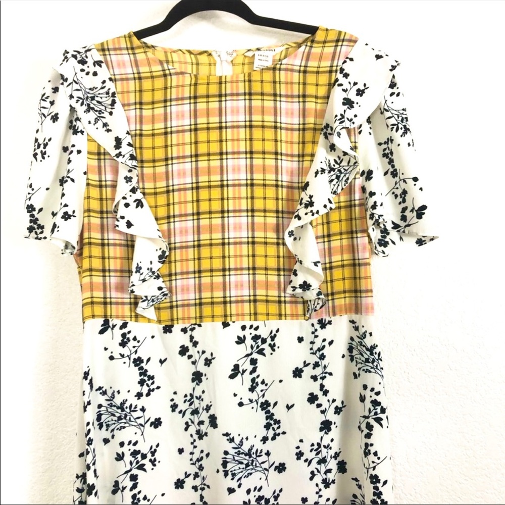 NWOT Glamorous 🌻 mix media floral gingham dress - Picture 2 of 13